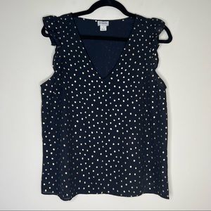 J.Crew Black and Gold Ruffle Sleeve Shirt